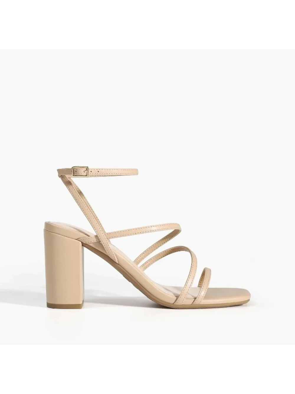 Dream Pairs Women's Nude Open Toe Sleek Straps Chunky Block Heel Sandals